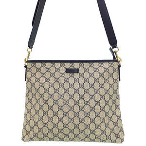 Gucci GG Plus Monogram Flat Messenger Bag Beige Blue
